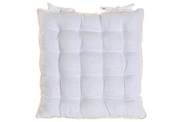 DKD Home Decor Cojín Silla Lino Blanco Roto 42x42x6 cm