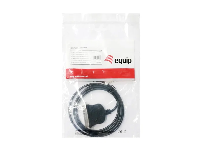 Equip Adaptador USB 1.1/2.0 a Paralelo Centronics 36 IEEE1284 para Impresoras, Cable Negro de 1.5 metros, Compatible con Windows 10, macOS, Linux - Ref. 133383