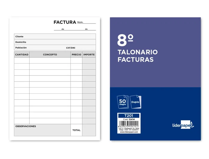 Liderpapel Talonario de facturas T201 octavo original y copia Liderpapel Talonario de facturas T201 octavo original y copia