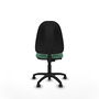 Silla de oficina Algarra con mecanismo Contacto permanente básico tapizada con Tela color Verde esmeralda. Equipada con Base poliamida negra, Sin brazos y Ruedas de parqué