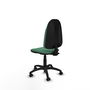 Silla de oficina Algarra con mecanismo Contacto permanente básico tapizada con Tela color Verde esmeralda. Equipada con Base poliamida negra, Sin brazos y Ruedas de parqué
