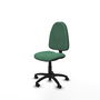 Silla de oficina Algarra con mecanismo Contacto permanente básico tapizada con Tela color Verde esmeralda. Equipada con Base poliamida negra, Sin brazos y Ruedas de parqué