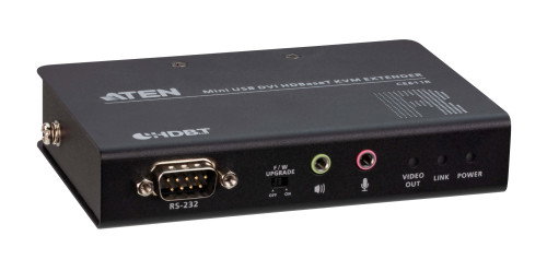 Aten CE611 Extensor KVM HDBaseT DVI USB, Transmisor y Receptor, Señales de Vídeo/Audio/USB/RS-232 hasta 100m por Cable Cat6/Cat6a