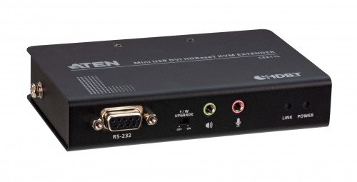 Aten CE611 Extensor KVM HDBaseT DVI USB, Transmisor y Receptor, Señales de Vídeo/Audio/USB/RS-232 hasta 100m por Cable Cat6/Cat6a