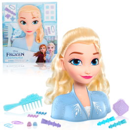 Just Play Busto Elsa Básico Disney Frozen 2 - Cabeza para Peinados con Accesorios, Rubio, +3 años