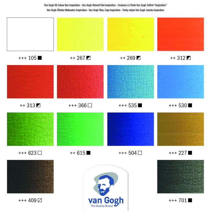 Van Gogh Set Inspiration de pinturas al óleo en caja de madera con 14 colores de 40 ml y accesorios Van Gogh Set Inspiration de pinturas al óleo en caja de madera con 14 colores de 40 ml y accesorios