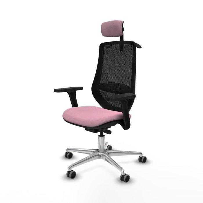 PIQUERAS Y CRESPO Silla de oficina Mardos con mecanismo Sincro/Traslack, brazos 3D, Rosa y Negro