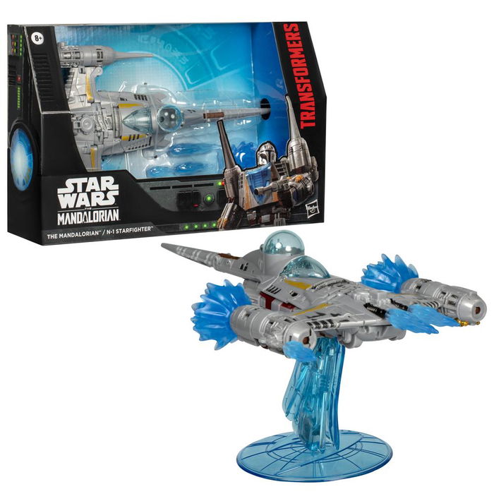Hasbro Transformers Collaborative Figura Convertible Star Wars The Mandalorian Caza Estelar N-1 con Efectos y Accesorios