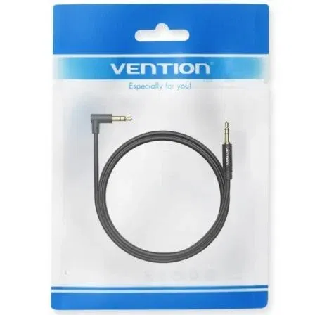 Vention BAKBG-T Cable Estéreo Jack 3.5 Macho a Jack 3.5 Macho Ángulo Recto 1.5m Negro