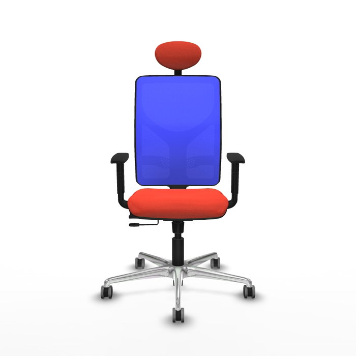 PIQUERAS Y CRESPO Silla de oficina Motilla con mecanismo Sincro/Traslack, Azul y Naranja oscuro