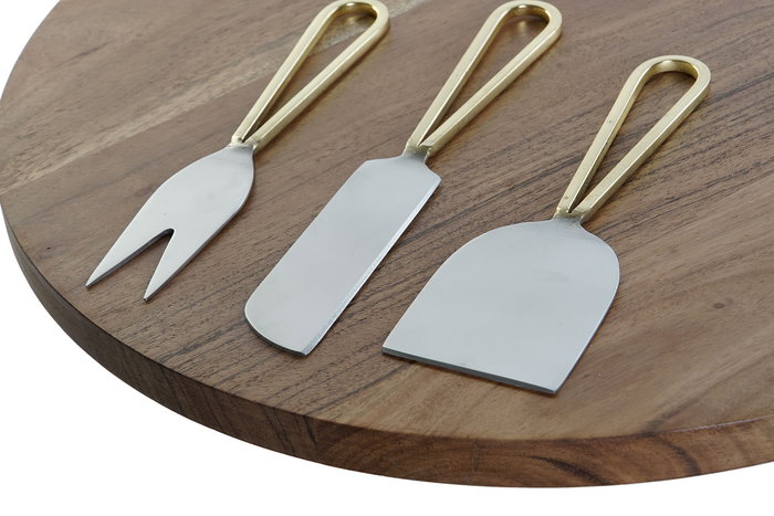 DKD Home Decor Tabla Cortar Natural Dorado Acacia Inox 35.5 x 1.5 x 35.5 cm Set de 4 DKD Home Decor Tabla Cortar Natural Dorado Acacia Inox 35.5 x 1.5 x 35.5 cm Set de 4