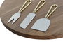 DKD Home Decor Tabla Cortar Natural Dorado Acacia Inox 35.5 x 1.5 x 35.5 cm Set de 4