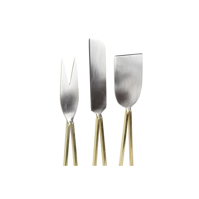 DKD Home Decor Set de 4 tablas para cortar de acacia e inox 35,5x35,5x1,5 cm