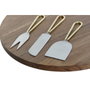 DKD Home Decor Set de 4 tablas para cortar de acacia e inox 35,5x35,5x1,5 cm