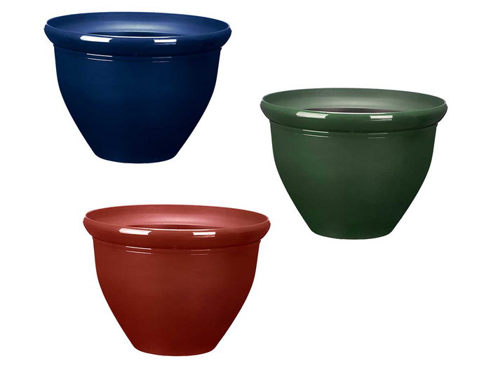 Ibergarden Maceta Redonda 30 cm Plástico PP Surtido Colores Azul Rojo Verde (Set de 12)