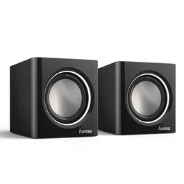Hama Sonic Mobil 185 Altavoces PC 2.0 Estéreo, 3 W, Negro/Plata, Conexión 3.5 mm y USB, Alimentación por USB, Diseño Compacto, para Ordenador y Portátil