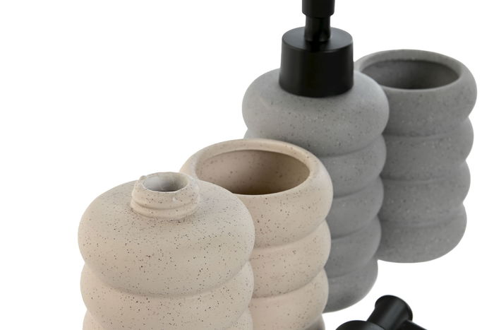 DKD Home Decor Dosificador Crema Gris 7 x 17.5 x 7 cm (2 Unidades) Dolomite