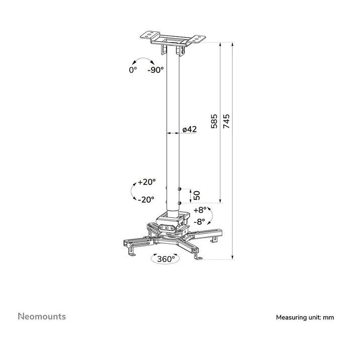 Neomounts Soporte de techo para proyector 35 kg, articulado, blanco, ajustable 74.5-114.5 cm Neomounts Soporte de techo para proyector 35 kg, articulado, blanco, ajustable 74.5-114.5 cm