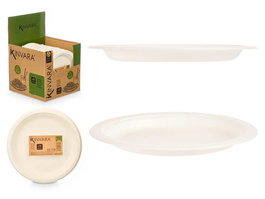 KINVARA Set 10 Platos Llanos Biodegradables Pequeños Blancos 17x2x17 cm (Set de 80)