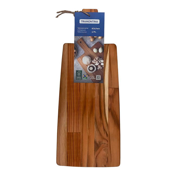Tramontina Tabla para cortar y servir en Madera de Teca FSC con Mango 37,5 x 19,5 x 1,8 cm