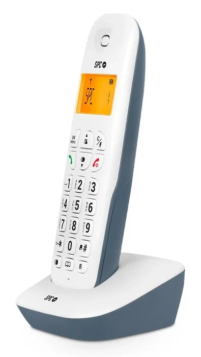 SPC AIR Teléfono Fijo Inalámbrico Analógico con Identificador de Llamadas, Pantalla, Agenda 20 Contactos, Compatibilidad GAP, Modo Eco, Color Blanco