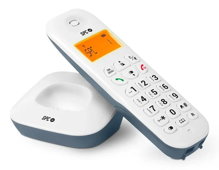 SPC AIR Teléfono Fijo Inalámbrico Analógico con Identificador de Llamadas, Pantalla, Agenda 20 Contactos, Compatibilidad GAP, Modo Eco, Color Blanco