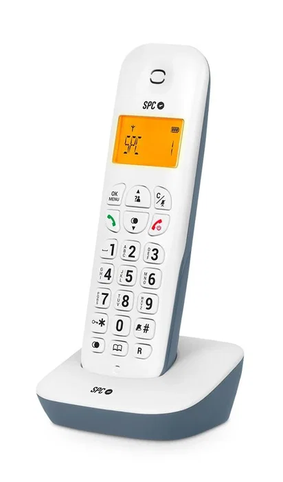 SPC AIR Teléfono Fijo Inalámbrico Analógico con Identificador de Llamadas, Pantalla, Agenda 20 Contactos, Compatibilidad GAP, Modo Eco, Color Blanco