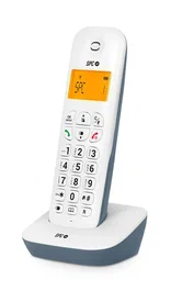 SPC AIR Teléfono Fijo Inalámbrico Analógico con Identificador de Llamadas, Pantalla, Agenda 20 Contactos, Compatibilidad GAP, Modo Eco, Color Blanco