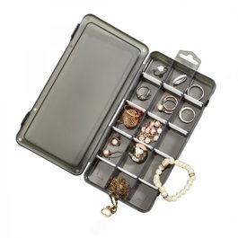 Aberto Design ORG-2020 Joyero Negro Elegante para Joyas y Bisutería, Organizador de Tocador con Cierre Seguro, 20 x 10 x 3 cm