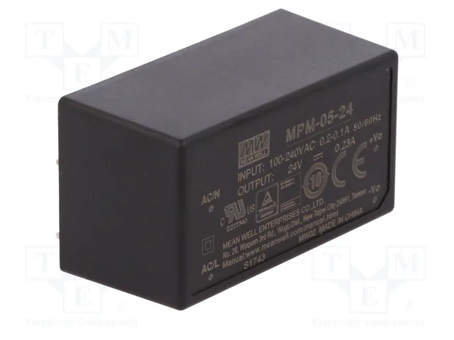 MEAN WELL MPM-05-24 Convertidor AC/DC 5,5W 24VDC