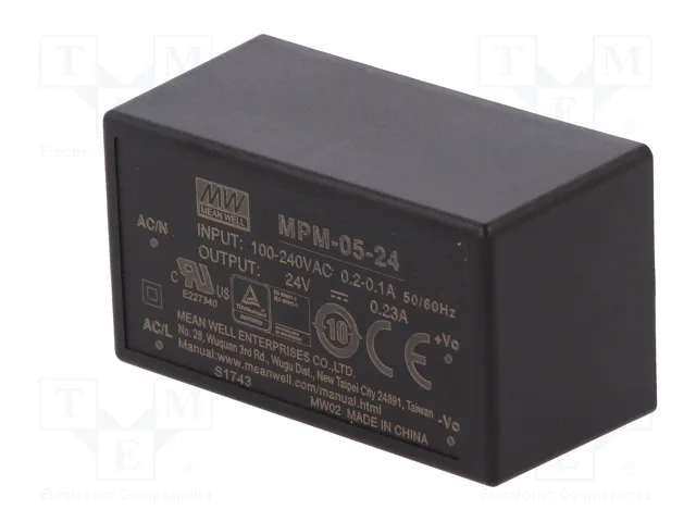 MEAN WELL MPM-05-24 Convertidor AC/DC 5,5W 24VDC