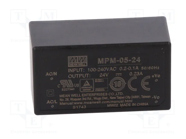 MEAN WELL MPM-05-24 Convertidor AC/DC 5,5W 24VDC