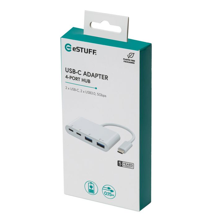 eSTUFF Hub USB-C con 2 Puertos USB-C 3.1 Gen 2, 2 Puertos USB-A 3.0 para Ordenador Portátil, Sobremesa o Tablet eSTUFF Hub USB-C con 2 Puertos USB-C 3.1 Gen 2, 2 Puertos USB-A 3.0 para Ordenador Portátil, Sobremesa o Tablet