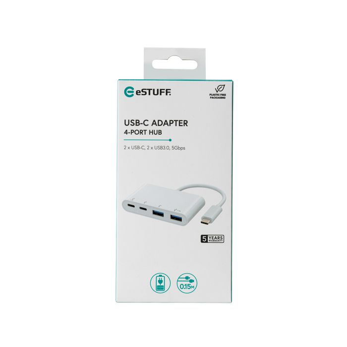 eSTUFF Hub USB-C con 2 Puertos USB-C 3.1 Gen 2, 2 Puertos USB-A 3.0 para Ordenador Portátil, Sobremesa o Tablet eSTUFF Hub USB-C con 2 Puertos USB-C 3.1 Gen 2, 2 Puertos USB-A 3.0 para Ordenador Portátil, Sobremesa o Tablet
