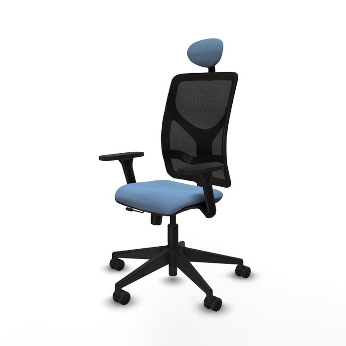PIQUERAS Y CRESPO Silla de oficina Motilla con mecanismo Sincro/Traslack, Azul cielo y Negro