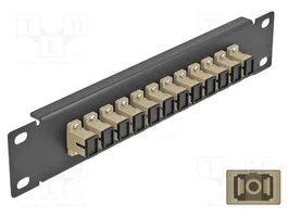 DeLOCK Panel de conexión de fibra óptica 10 pulgadas 12 puertos SC Simplex beige y negro 1U