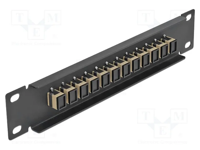 DeLOCK Panel de conexión de fibra óptica 10 pulgadas 12 puertos SC Simplex beige y negro 1U