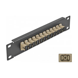 DeLOCK Patchpanel de fibra óptica 12 puertos SC Simplex 10 pulg beige y negro