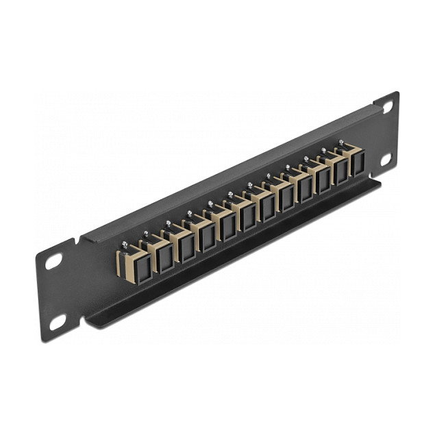 DeLOCK Patchpanel de fibra óptica 12 puertos SC Simplex 10 pulg beige y negro