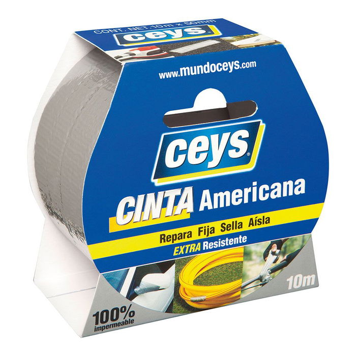 Ceys Cinta Americana Plata Extra Resistente 50 mm x 10 m Impermeable Flexible Multiusos Ceys Cinta Americana Plata Extra Resistente 50 mm x 10 m Impermeable Flexible Multiusos