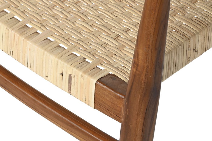 DKD Home Decor Silla de Teca y Ratán Marrón DKD Home Decor Silla de Teca y Ratán Marrón