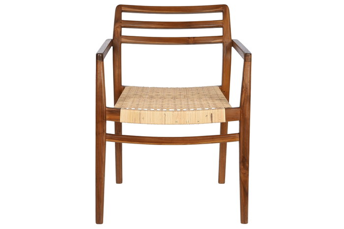 DKD Home Decor Silla de Teca y Ratán Marrón DKD Home Decor Silla de Teca y Ratán Marrón