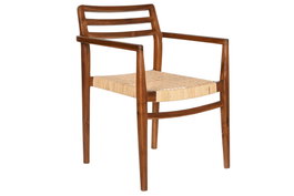 DKD Home Decor Silla de Teca y Ratán Marrón