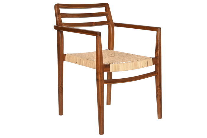 DKD Home Decor Silla de Teca y Ratán Marrón DKD Home Decor Silla de Teca y Ratán Marrón
