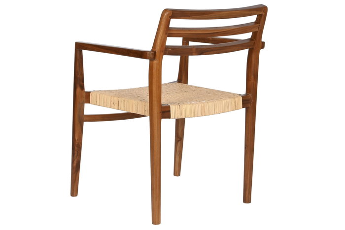 DKD Home Decor Silla de Teca y Ratán Marrón DKD Home Decor Silla de Teca y Ratán Marrón