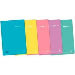 Enri Set de 5 Cuadernos Espiral Folio 80H 4x4mm con Tapa de Polipropileno y Colores Pastel