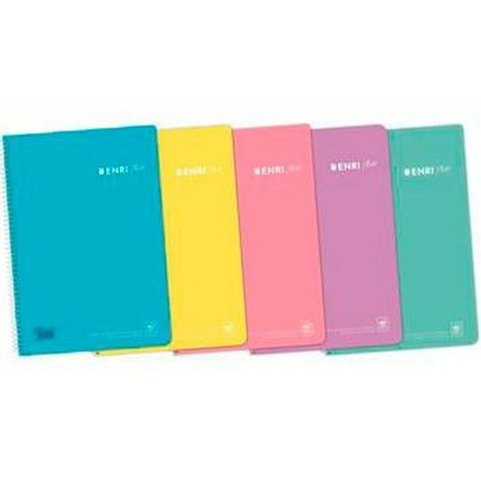 Enri Set de 5 Cuadernos Espiral Folio 80H 4x4mm con Tapa de Polipropileno y Colores Pastel Enri Set de 5 Cuadernos Espiral Folio 80H 4x4mm con Tapa de Polipropileno y Colores Pastel