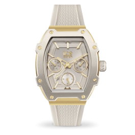 Ice Reloj 022869 con caja dorada y correa blanca
