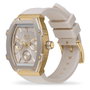 Ice Reloj 022869 con caja dorada y correa blanca