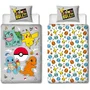 Pokemon Juego de Cama Reversible Pikachu y Starter Gris Microfibra 140x200cm + 1 Funda Almohada 63x63cm AAARQ16152